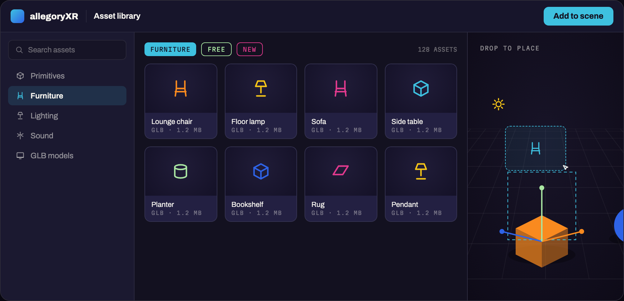 AllegoryXR editor — library